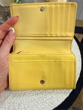 LOEWE Bifold Wallet Yellow Anagram Leather with Silver Hardware - Preloved❣️